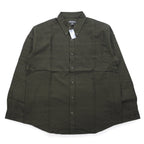 Eddie Bauer ドビー織 ボタンダウンシャツ L カーキ コットン 総柄 未使用品