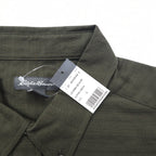 Eddie Bauer ドビー織 ボタンダウンシャツ L カーキ コットン 総柄 未使用品
