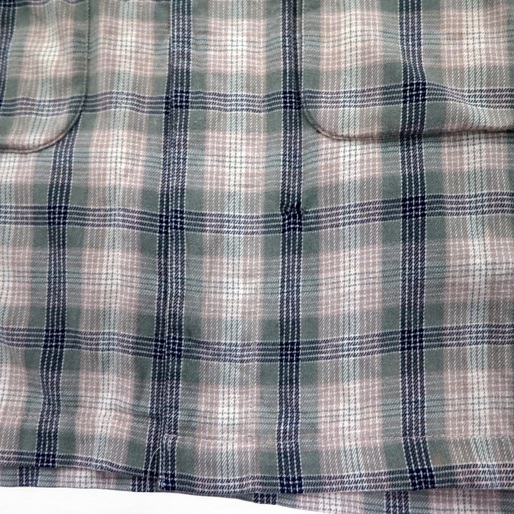 Sunday Works USA Made Gown Coat S Khaki Check Cotton UNION MADE