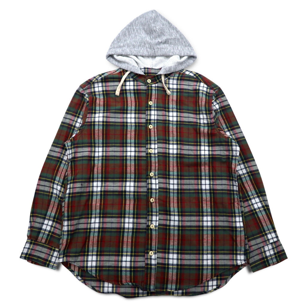 Sunday Works USA製 フード付き チェックシャツ XL レッド グリーン UNION MADE