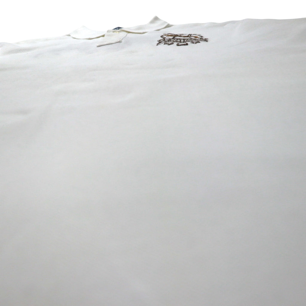 Polo by Ralph Lauren 90s Polo Shirt, XL, White Cotton, Pique, Polo Player, Back Logo Embroidery