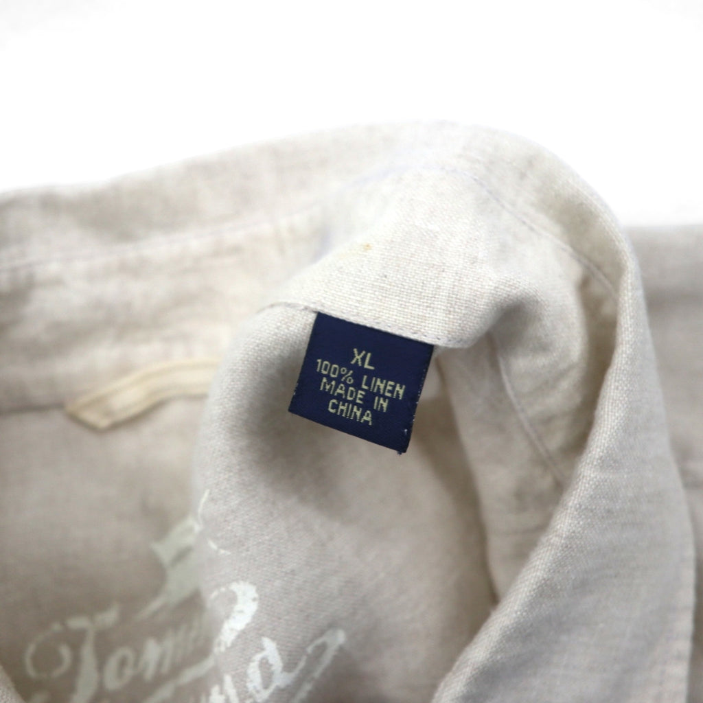 90s Vintage Linen Shirt, XL, Beige, Chest Pocket, Tommy Bahama