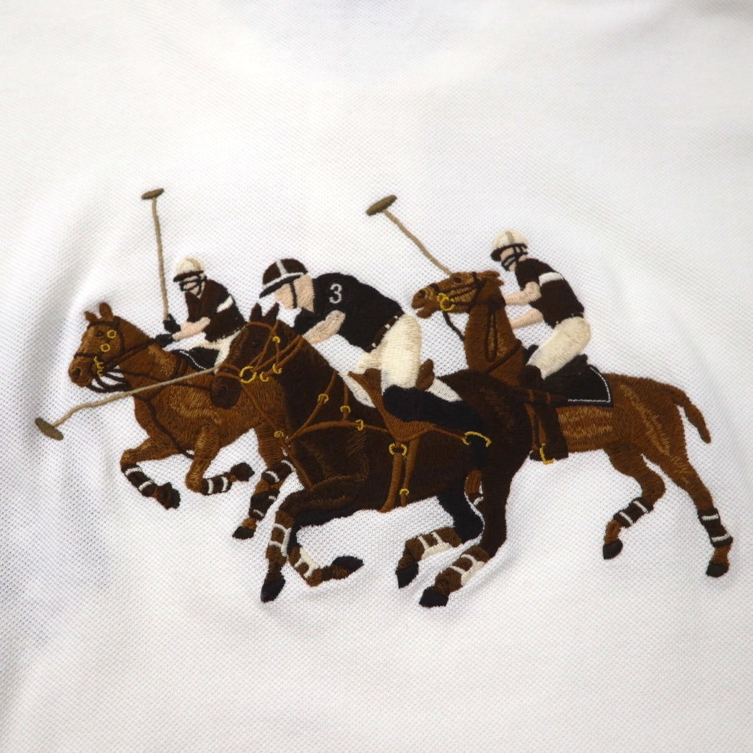 Polo by Ralph Lauren 90s Polo Shirt, XL, White Cotton, Pique, Polo Player, Back Logo Embroidery