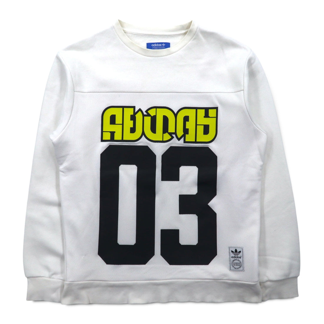 adidas originals numbering print sweatshirt XS white mesh switching WINTER CREW SWEATSHIRT BS2626