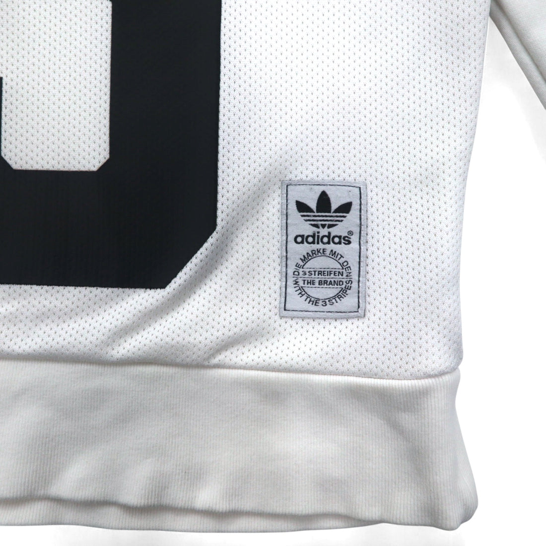 adidas originals ナンバリング プリント スウェット XS ホワイト メッシュ切り替え WINTER CREW SWEATSHIRT BS2626