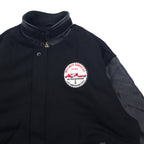 90s NORTH END Sleeve Leather Stadium Jacket XL Black Wool Quilted Liner WELLNITE SERVICES