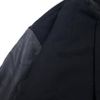 90s NORTH END Sleeve Leather Stadium Jacket XL Black Wool Quilted Liner WELLNITE SERVICES