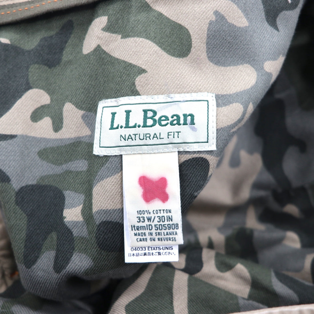 LLBean Outdoor Cargo Pants, Size M, Beige, Cotton, Natural Fit, Camouflage Lining, 505908