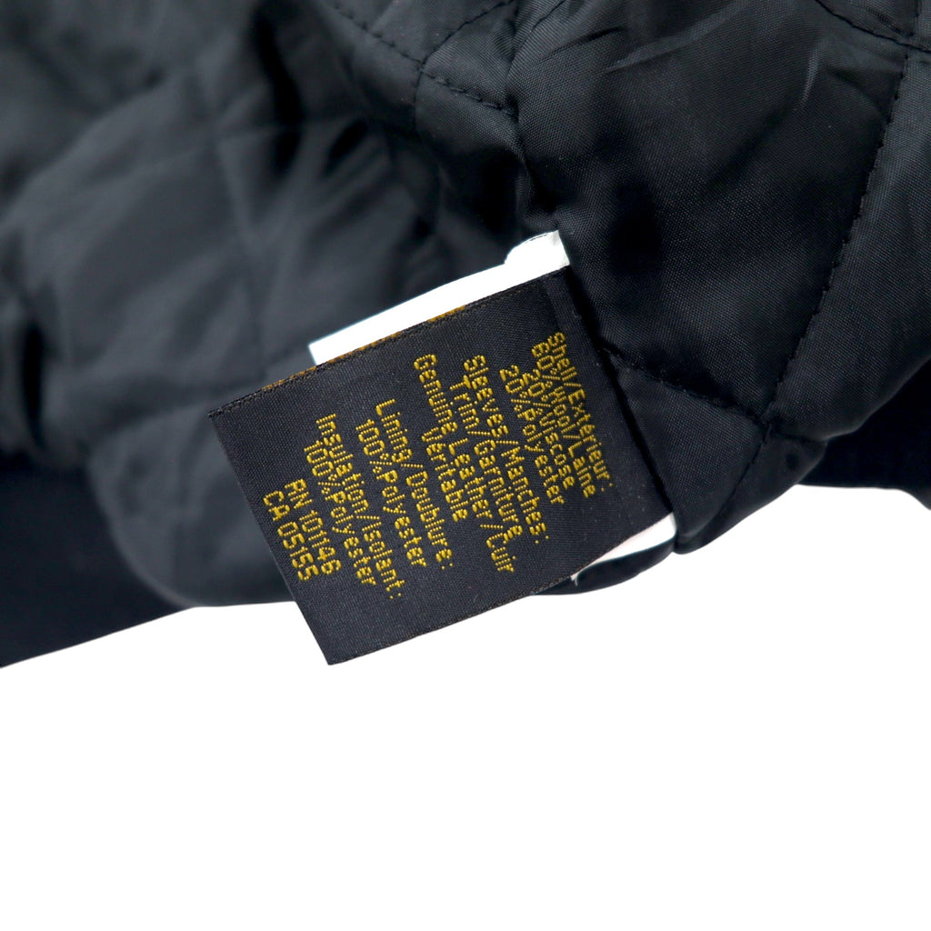 90s NORTH END Sleeve Leather Stadium Jacket XL Black Wool Quilted Liner WELLNITE SERVICES