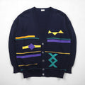 80s W.Germany Vintage Cardigan ニット カーディガン L ネイビー Vネック MARZ MUNCHEN 西ドイツ製 80年代