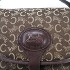 CELINE Made in Italy Old C Macadam Shoulder Bag Brown Canvas Leather Saluki Carriage