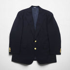 Polo Ralph Lauren 90s Navy Wool Two-Button Blazer, Size L, Gold Buttons