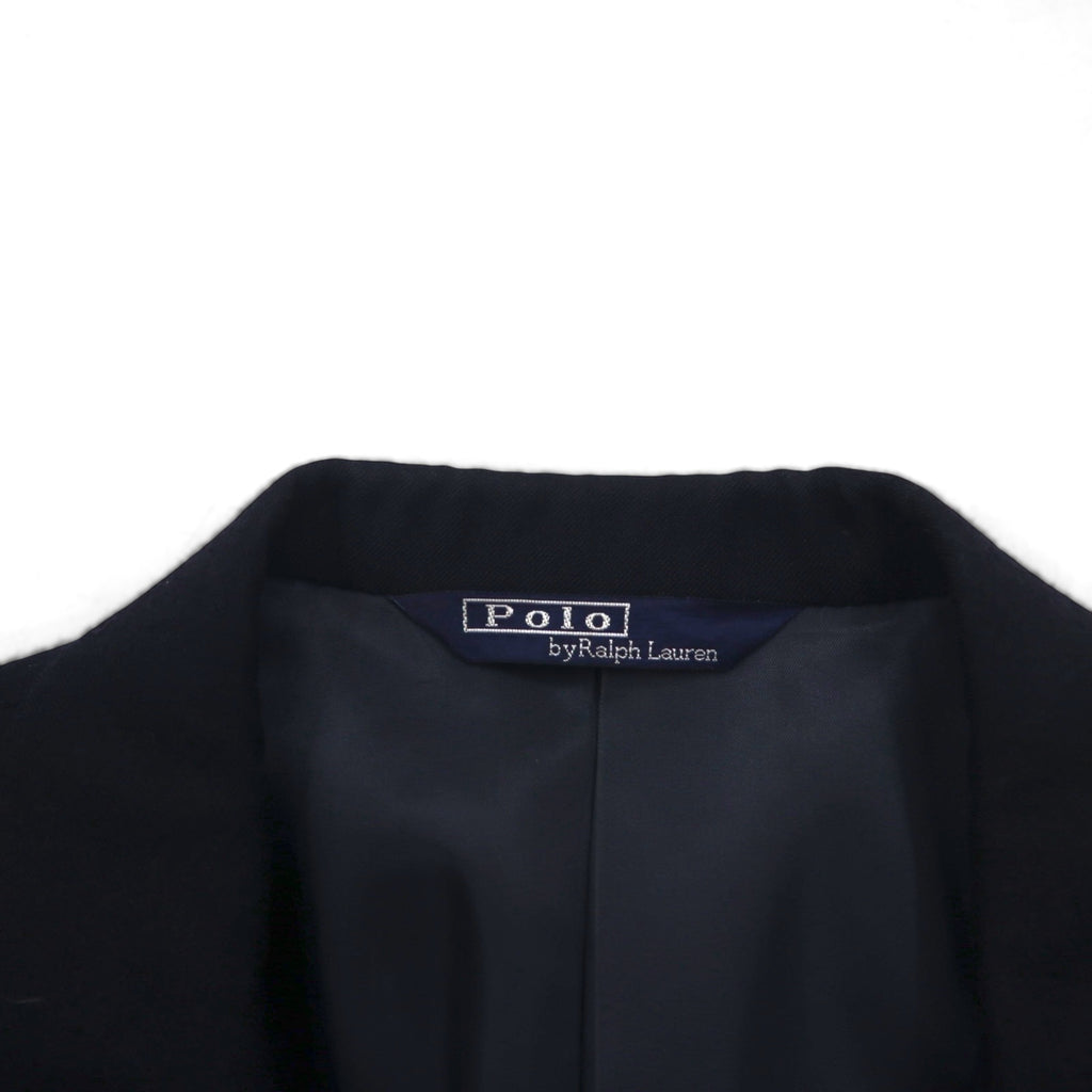 Polo Ralph Lauren 90s Navy Wool Two-Button Blazer, Size L, Gold Buttons