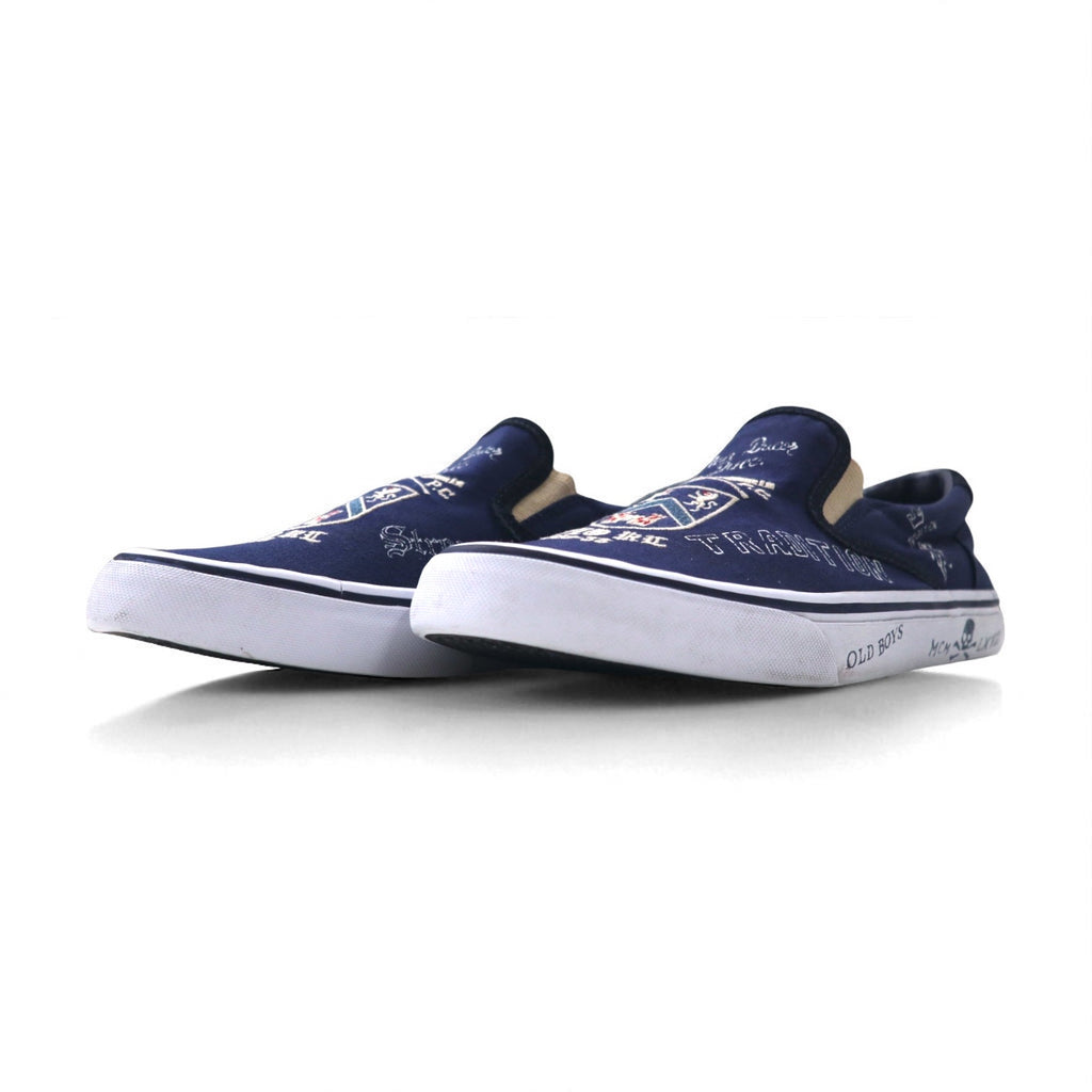 POLO RALPH LAUREN THOMPSON III-NE Slip-On Sneakers, Size 27cm, Navy Canvas with Embroidered Emblem