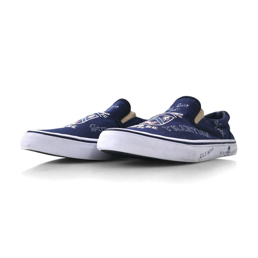 POLO RALPH LAUREN THOMPSON III-NE Slip-On Sneakers, Size 27cm, Navy Canvas with Embroidered Emblem