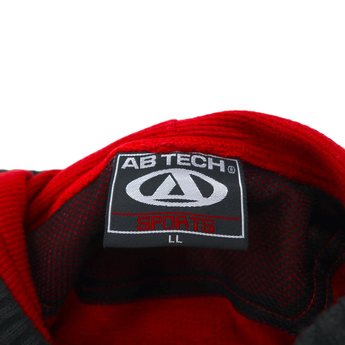 90s AB TECH SPORTS Waffle Hoodie XL Red Embroidery Graffiti Street Big Size