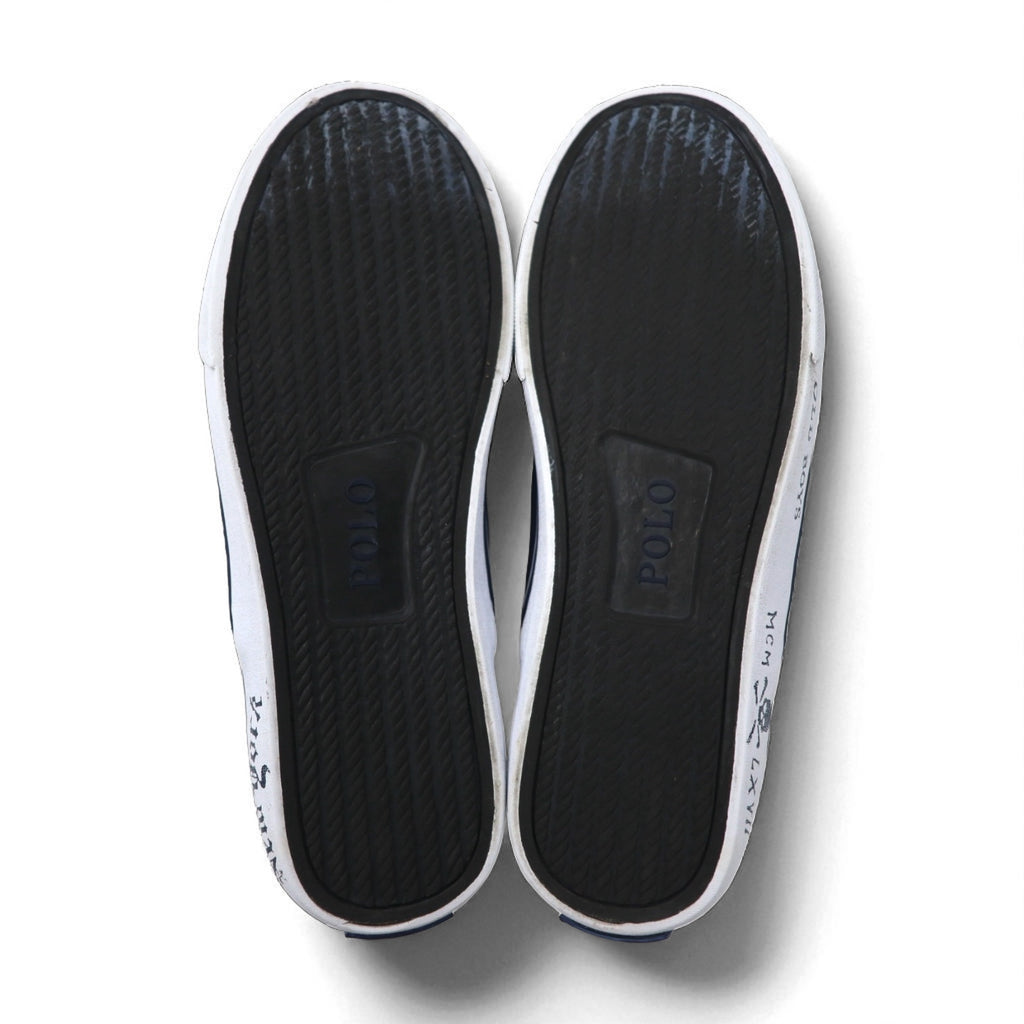 POLO RALPH LAUREN THOMPSON III-NE Slip-On Sneakers, Size 27cm, Navy Canvas with Embroidered Emblem