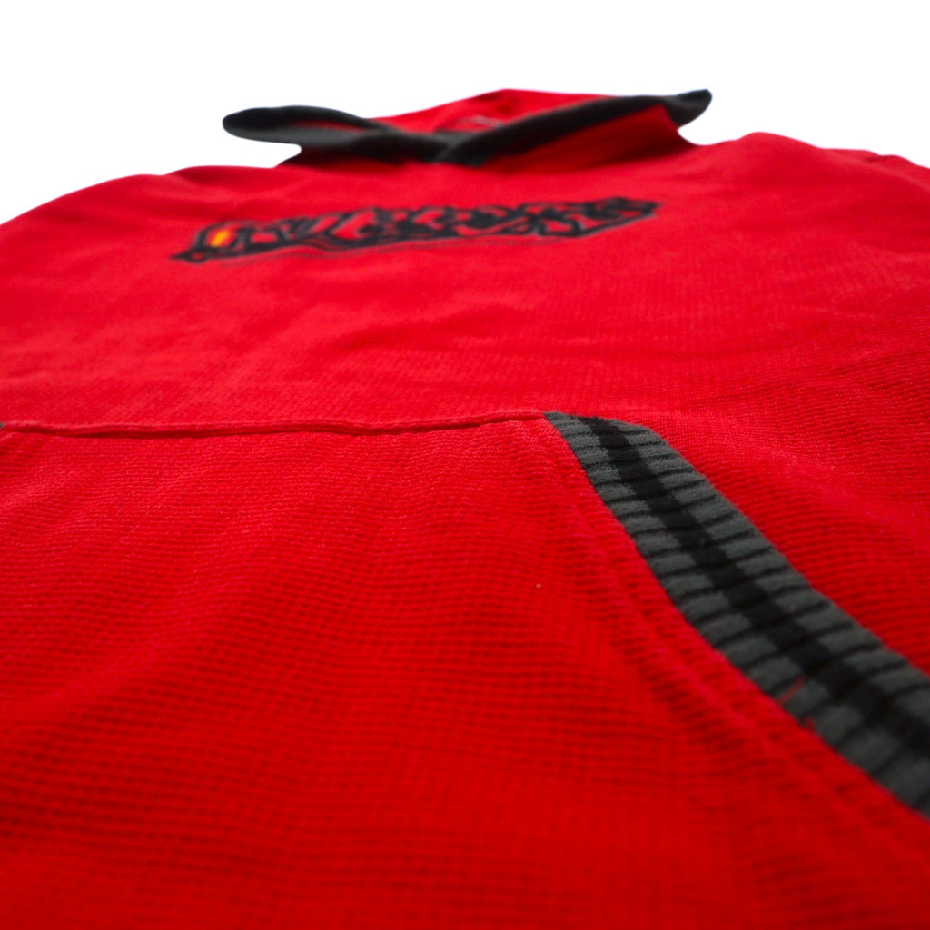 90s AB TECH SPORTS Waffle Hoodie XL Red Embroidery Graffiti Street Big Size