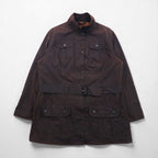 Barbour イギリス製 Utility Mac ユーティリティマック オイルドジャケット XL ブラウン 襟コーデュロイ ベルト付き L1502