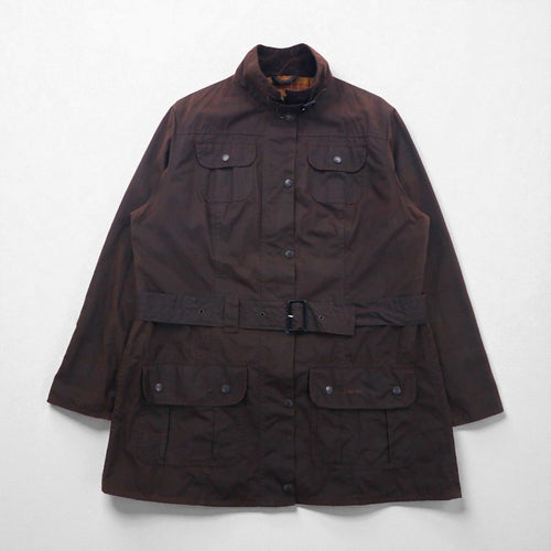 Barbour イギリス製 Utility Mac ユーティリティマック オイルドジャケット XL ブラウン 襟コーデュロイ ベルト付き L1502
