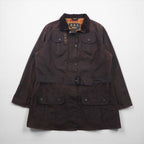 Barbour イギリス製 Utility Mac ユーティリティマック オイルドジャケット XL ブラウン 襟コーデュロイ ベルト付き L1502