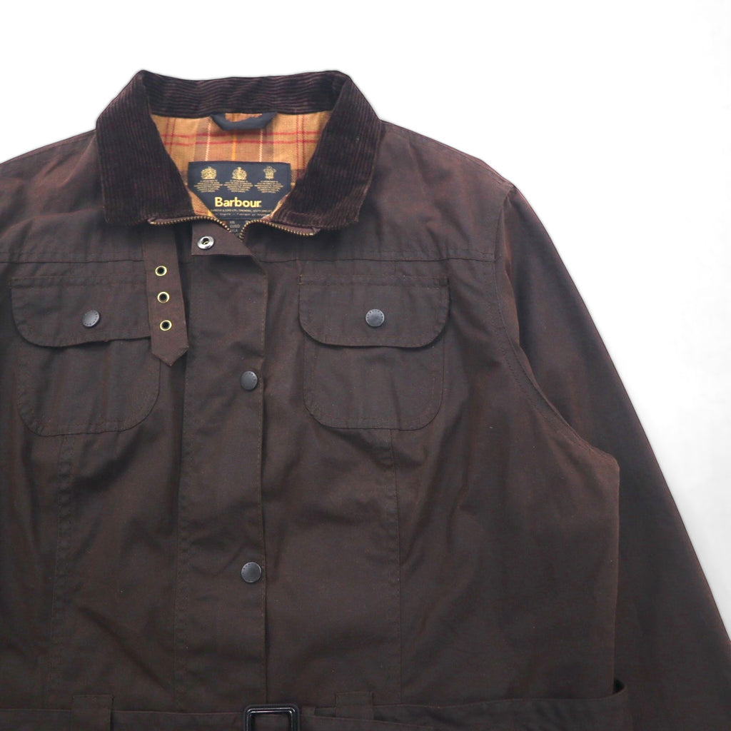 Barbour イギリス製 Utility Mac ユーティリティマック オイルドジャケット XL ブラウン 襟コーデュロイ ベルト付き L1502