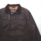 Barbour イギリス製 Utility Mac ユーティリティマック オイルドジャケット XL ブラウン 襟コーデュロイ ベルト付き L1502