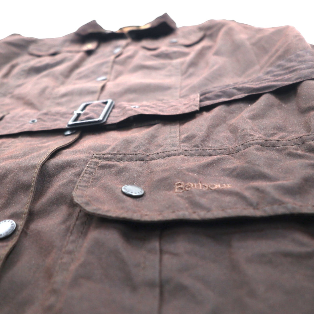 Barbour イギリス製 Utility Mac ユーティリティマック オイルドジャケット XL ブラウン 襟コーデュロイ ベルト付き L1502