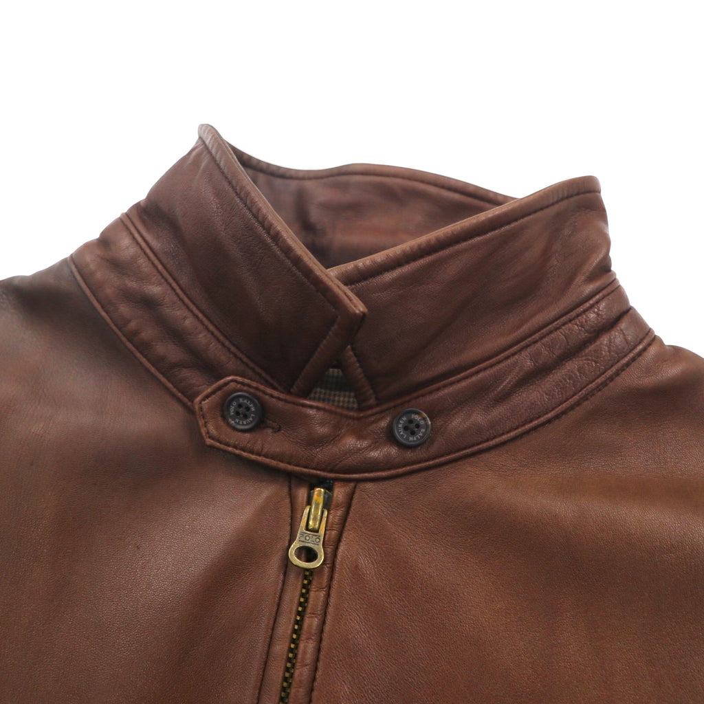 Polo Ralph Lauren 90s Leather Jacket, Swing Top, Size 2XL, Small Pony Embroidery, Zip-Up Harrington