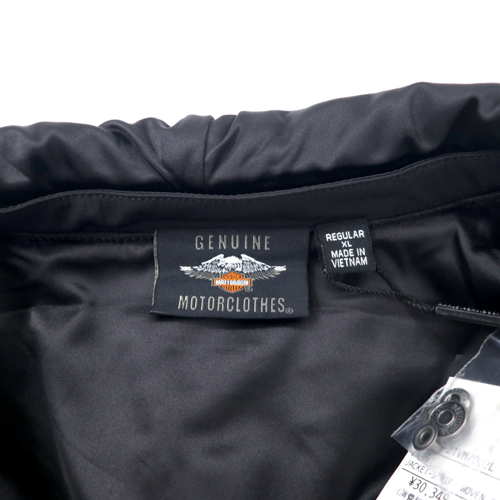 HARLEY DAVIDSON Racing Jacket Riders Jacket XL Black Polyester Back Logo Print Hood Detachable JACKET-STRIPE BLACK 97439-21VW Unused