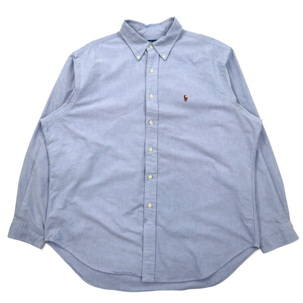 日本然リトテ-古着オンライン-Ralph Lauren 90年代 オックスフォード ボタンダウンシャツ XL ブルー コットン CLASSIC FIT スモールポニー 刺繍-Ralph Lauren 90's Oxford button-down Shirts XL Blue Cotton CLASSIC FIT Small Pony Embroidery