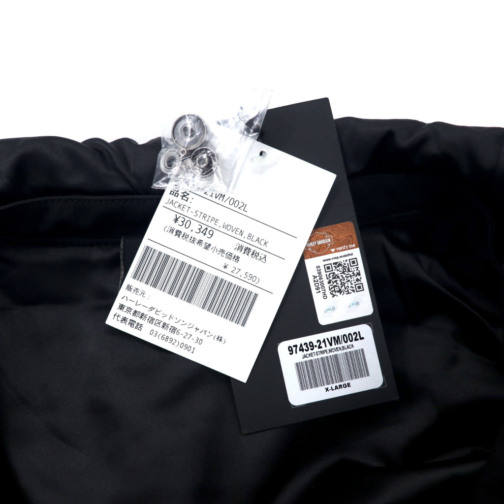 HARLEY DAVIDSON Racing Jacket Riders Jacket XL Black Polyester Back Logo Print Hood Detachable JACKET-STRIPE BLACK 97439-21VW Unused