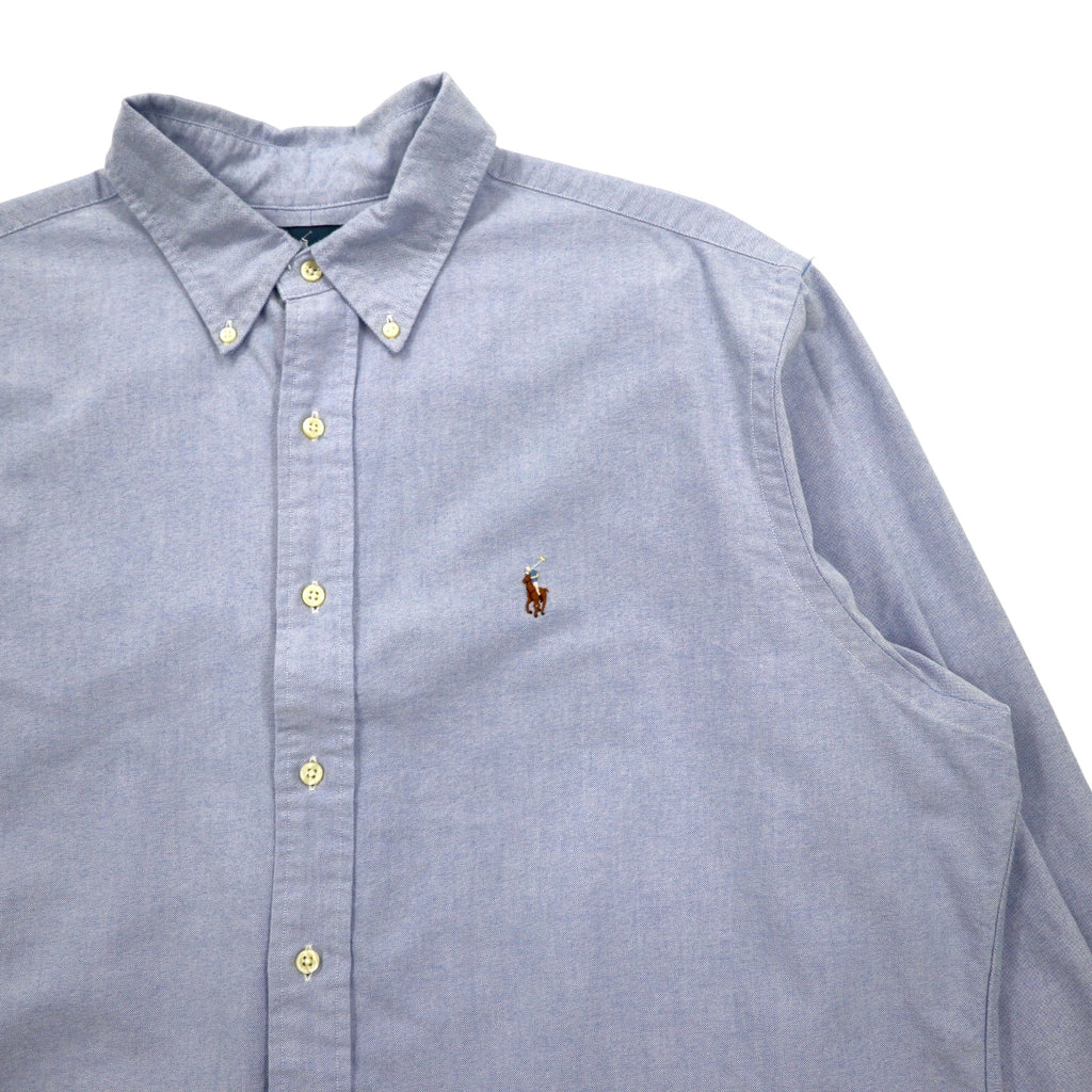 Ralph Lauren 90年代 オックスフォード ボタンダウンシャツ XL ブルー コットン CLASSIC FIT スモールポニー 刺繍
