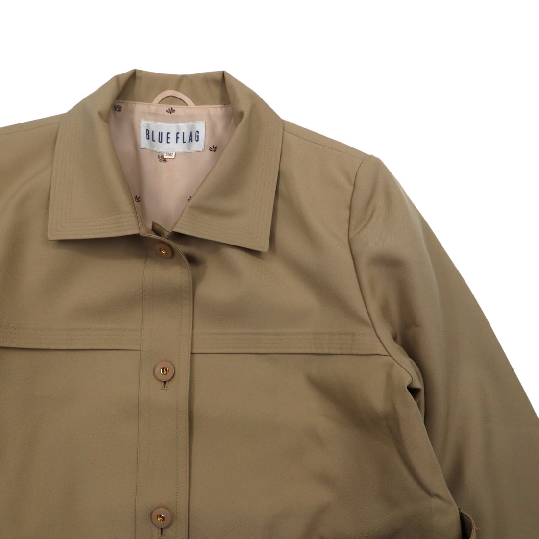 BLUE FLAG (SANYO) Stand collar trench coat L Beige Polyester Belted Made in Japan