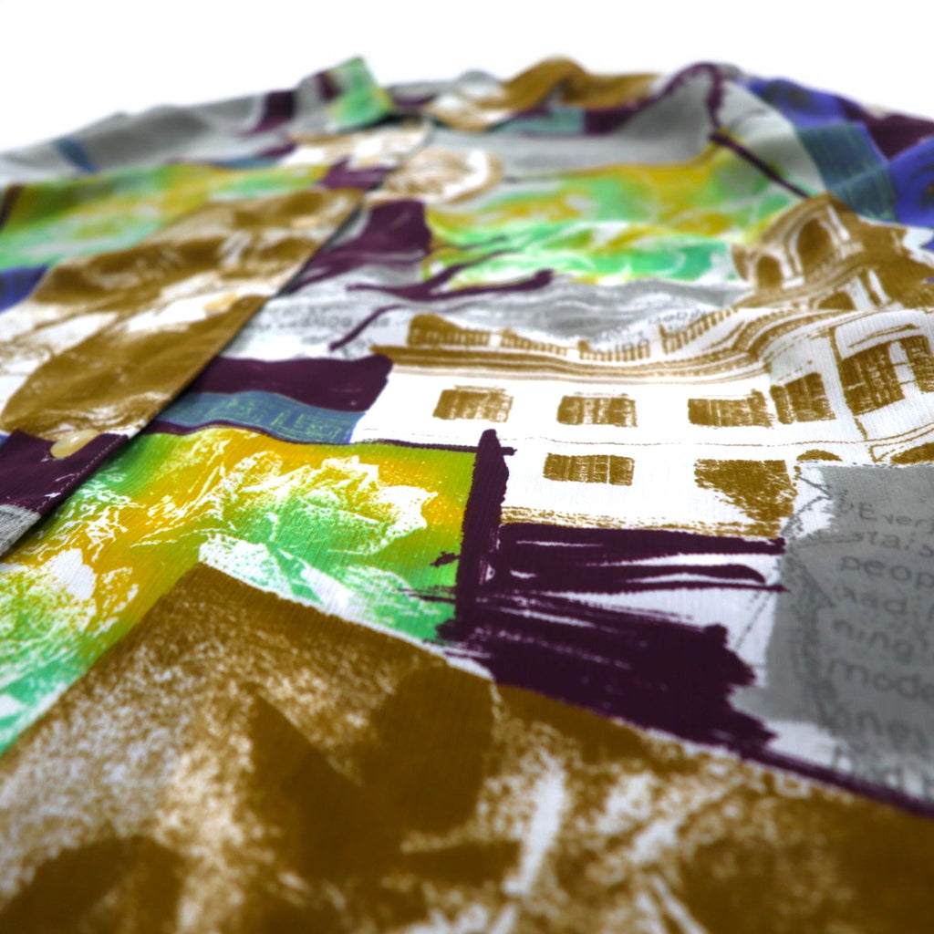 Vintage 90s Japan Made Retro Shirt ATTRAIT Retro All-over Print Polyester Shirt M Multicolor Art