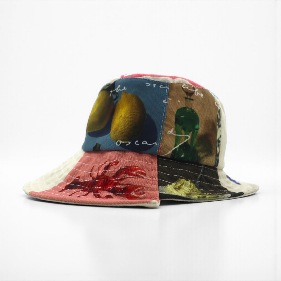 JWANDERSON Asymmetric Bucket Hat, Multicolor, All-Over Print, Logo Tape, Strap, AC0177FA0153019