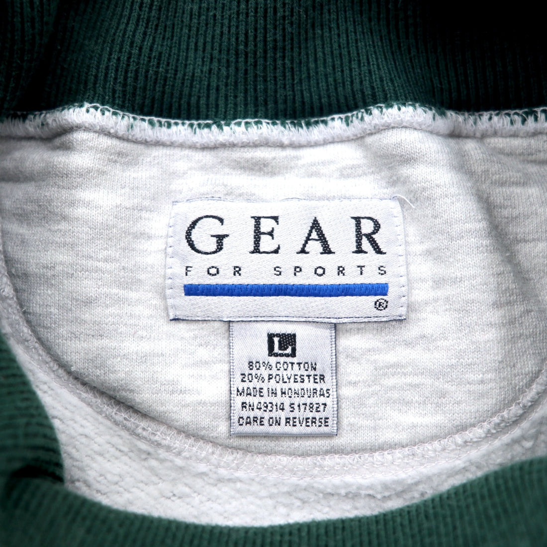 90s GEAR FOR SPORTS High Neck Sweatshirt L Grey Cotton Print Fighter JOINT ENDEAVOR
