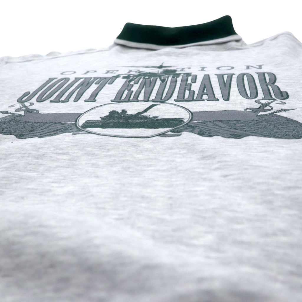 90s GEAR FOR SPORTS High Neck Sweatshirt L Grey Cotton Print Fighter JOINT ENDEAVOR