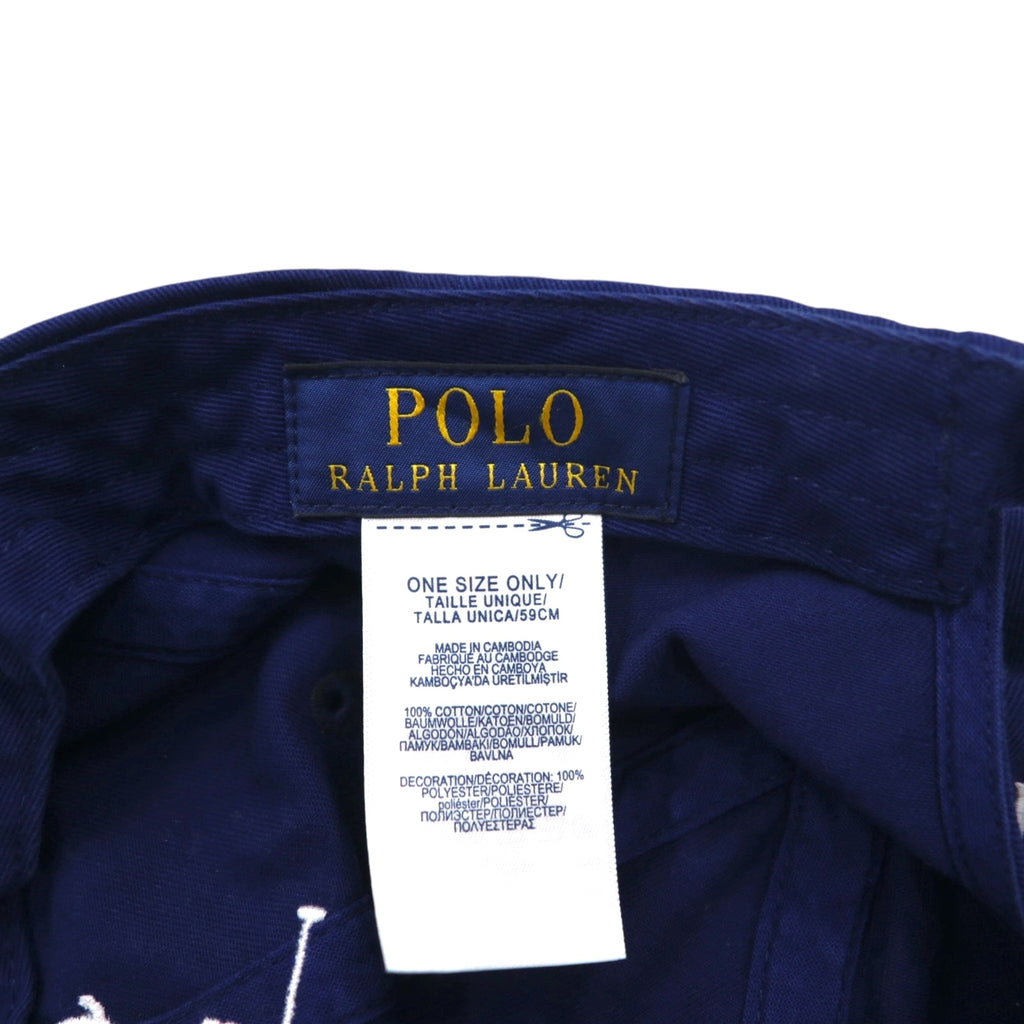 POLO RALPH LAUREN Big Pony 6 Panel Cap FREE Belt Navy Cotton