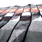 LONDON FOG 90s USA made low gauge all-over print knit sweater M grey multicolor cotton color block
