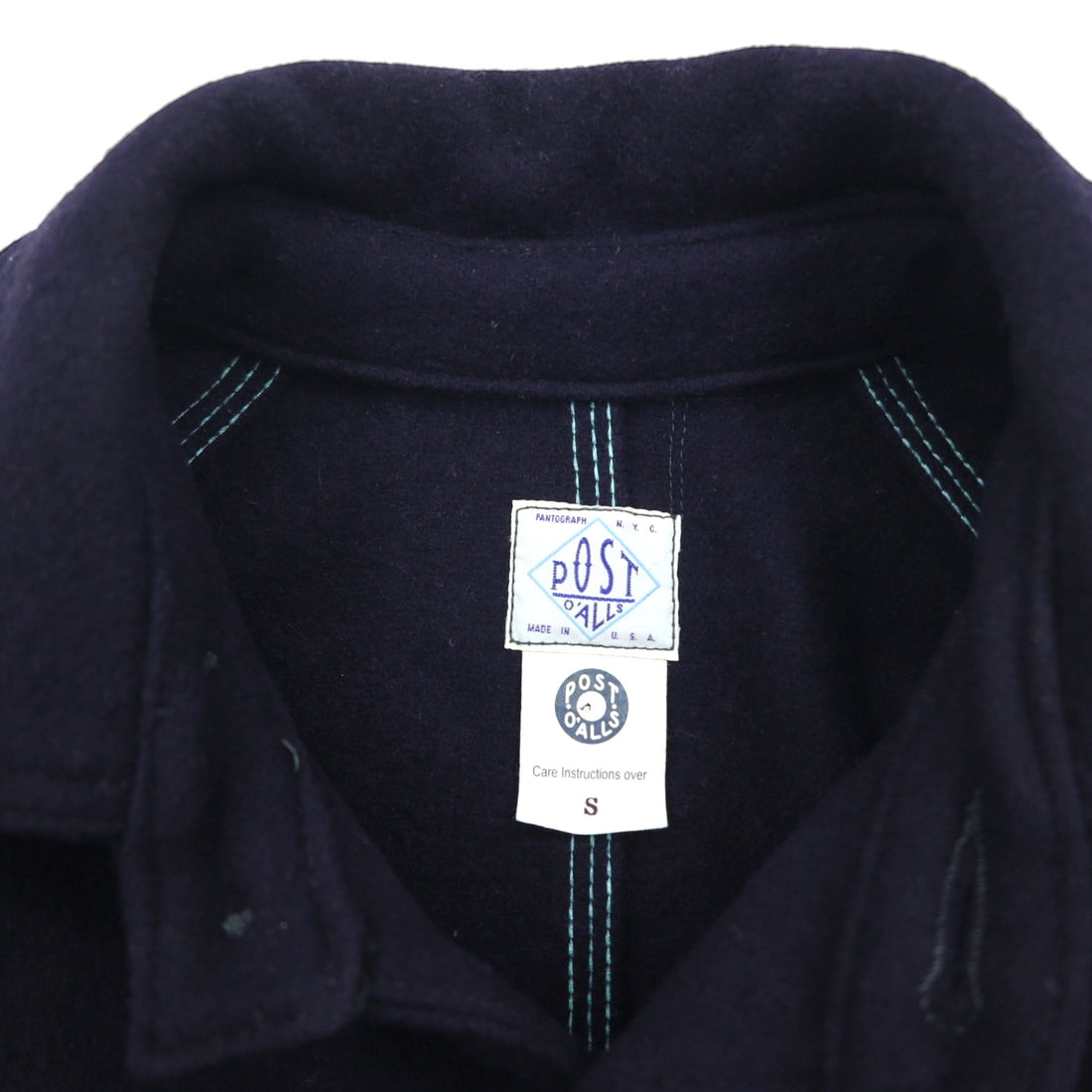 POST OVERALLS (POST O'ALLS) USA-Made Wool Melton Coverall, Size Small, Navy Wool Work Jacket