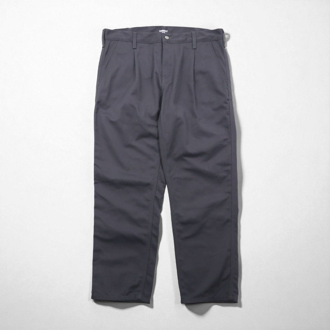Carhartt WIP ABBOTT PANT I025813, pleated tucked chino work pants, size L, gray polyester.