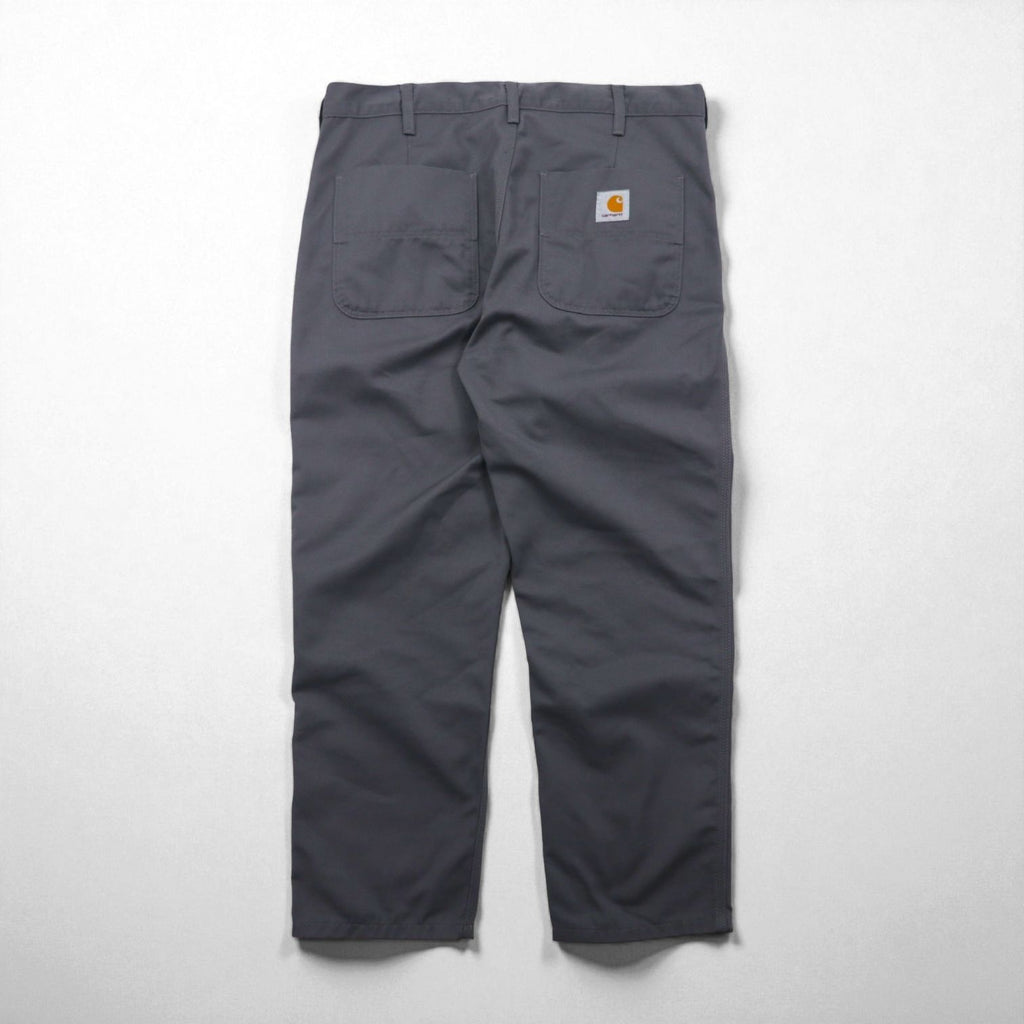 Carhartt WIP ABBOTT PANT I025813, pleated tucked chino work pants, size L, gray polyester.