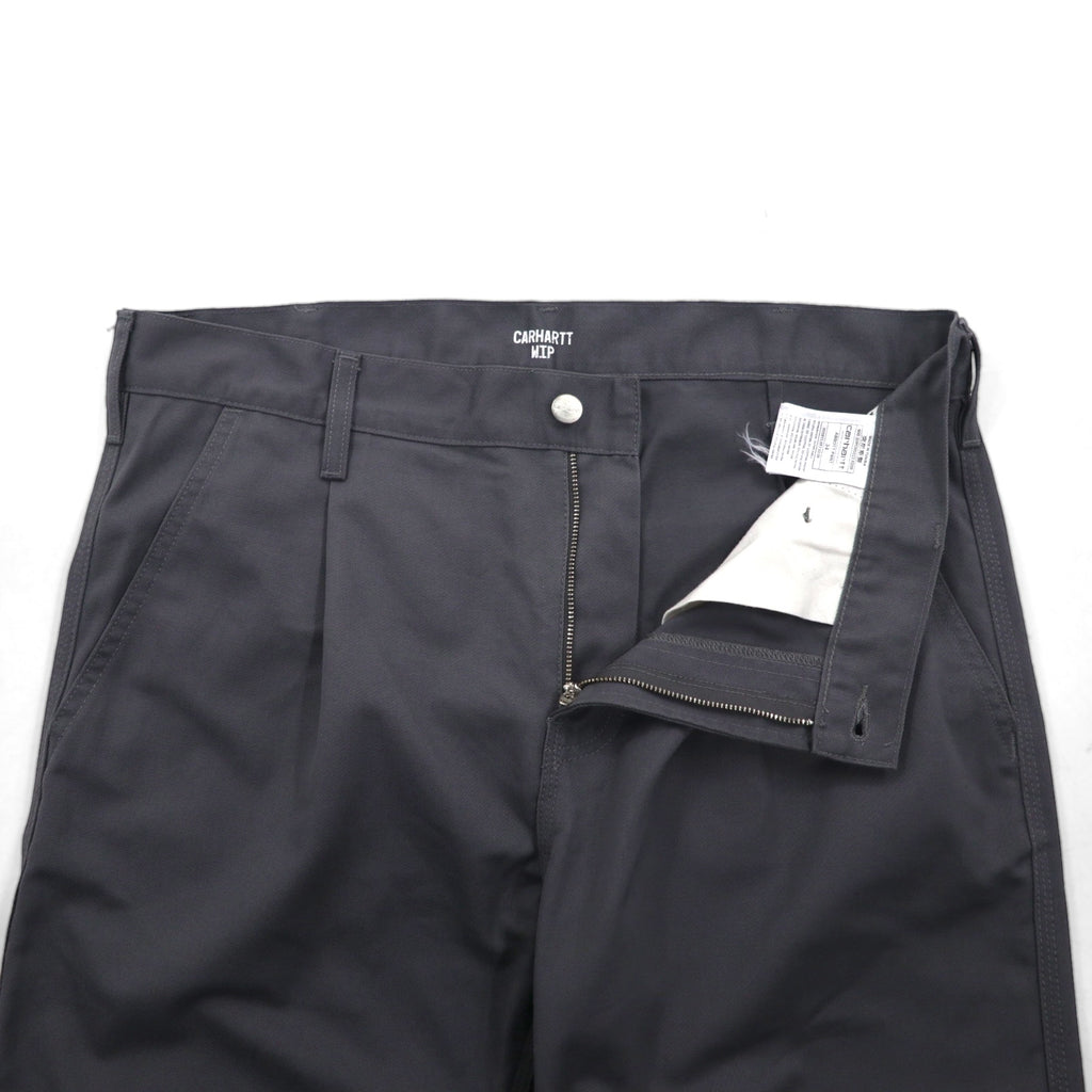 Carhartt WIP ABBOTT PANT I025813, pleated tucked chino work pants, size L, gray polyester.