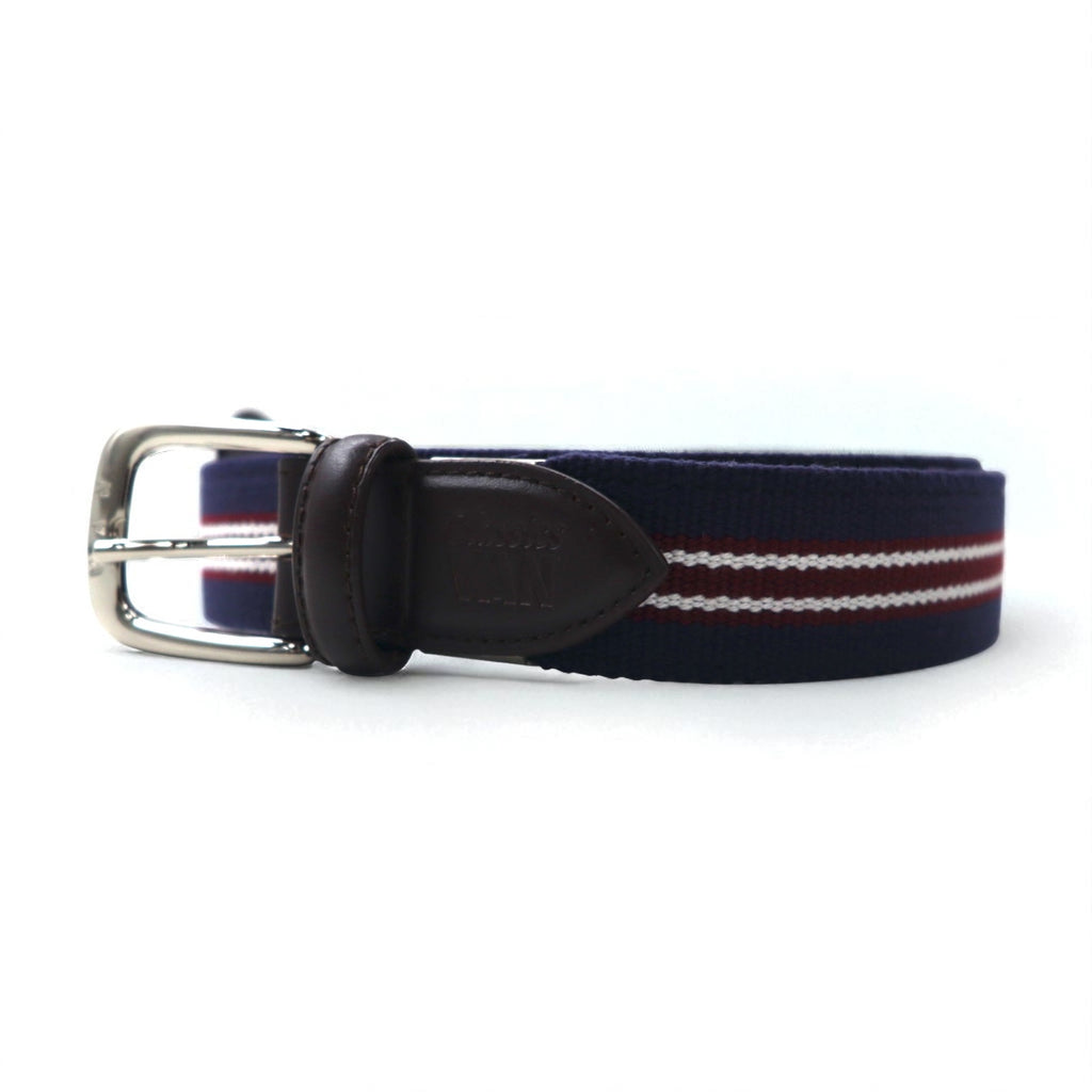 VAN -JAC- IVY Ivy Tape Belt, Navy, Stretch Mesh, PU Leather
