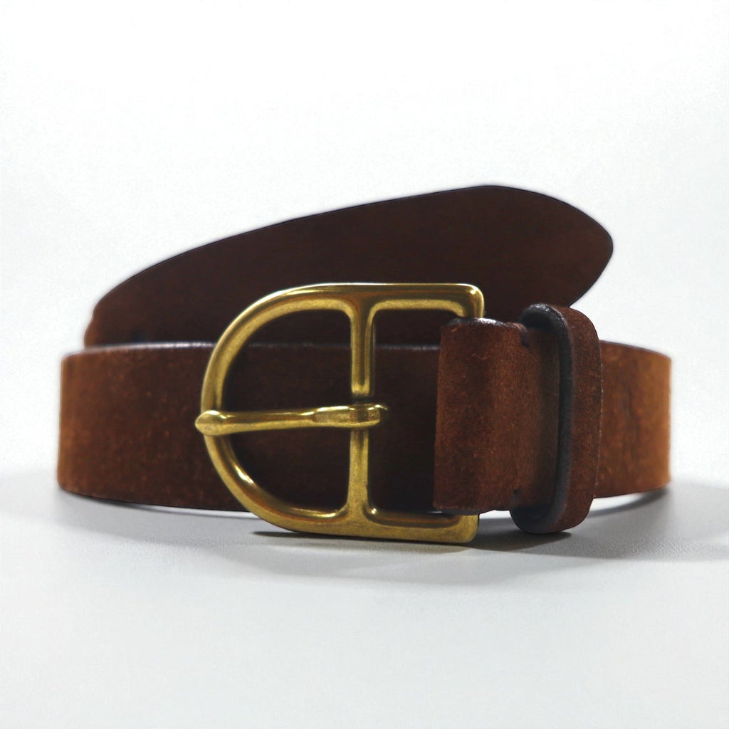 Polo Ralph Lauren suede belt, brown Italian leather, with gold buckle, 1326