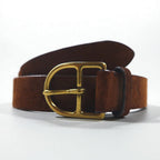 Polo Ralph Lauren suede belt, brown Italian leather, with gold buckle, 1326
