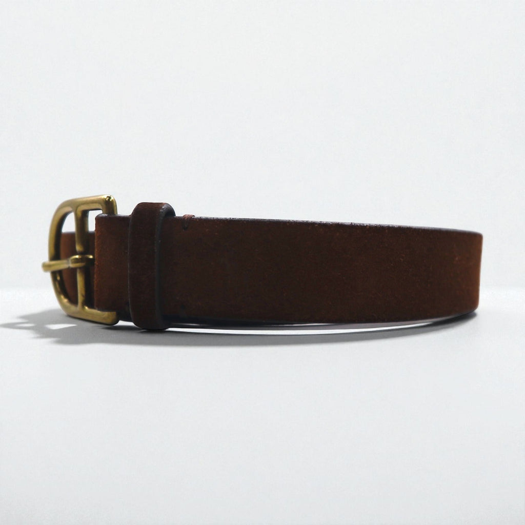 Polo Ralph Lauren suede belt, brown Italian leather, with gold buckle, 1326