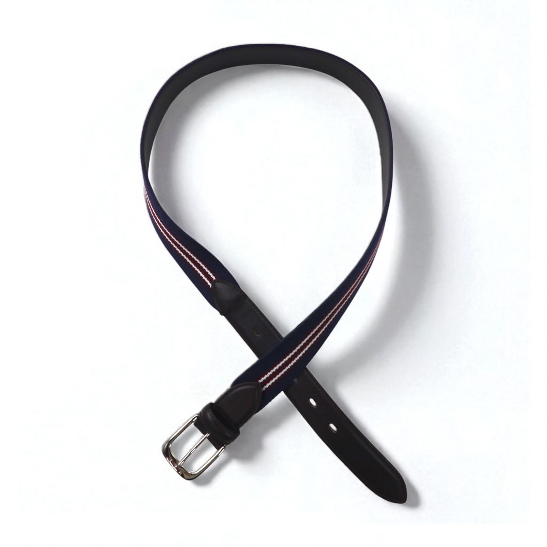 VAN -JAC- IVY Ivy Tape Belt, Navy, Stretch Mesh, PU Leather