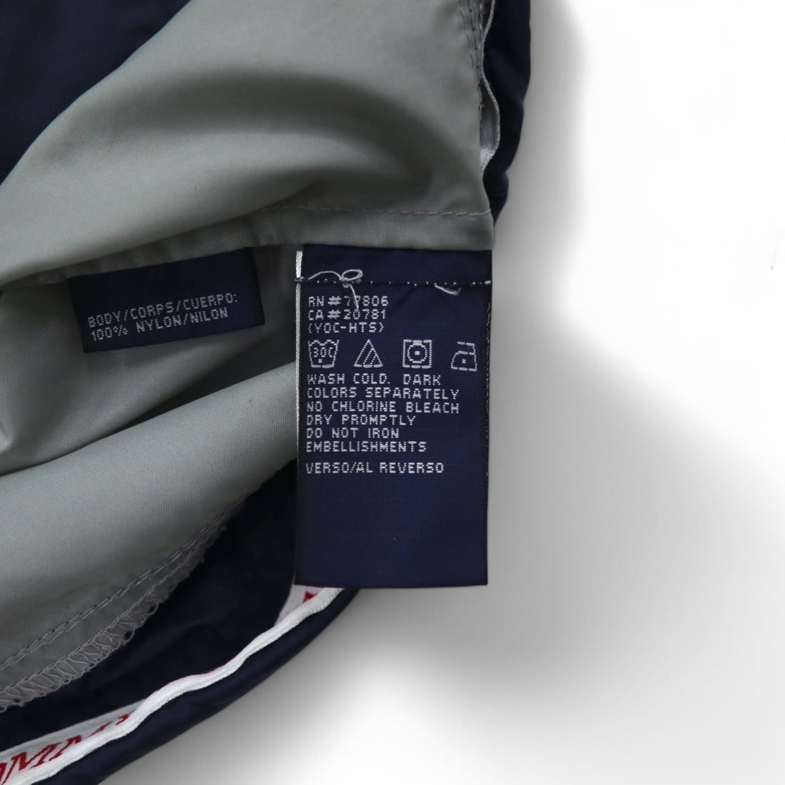 TOMMY HILFIGER 90s Stand Collar Nylon Jacket M Navy Grey Reflective Lines
